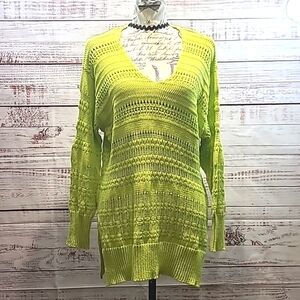 Free as a bird neon v neck knit sweater